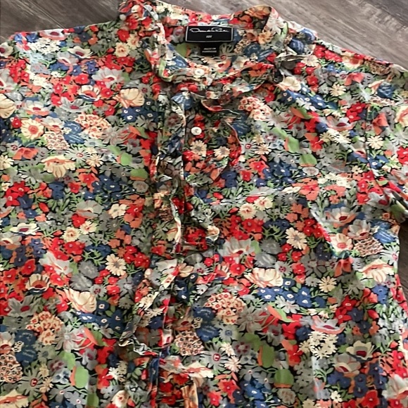 Oscar de La Renta Girls’ Floral Print Ruffle-Accented Top size 10 - Picture 2 of 5